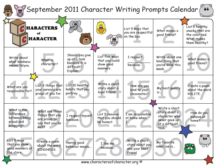 September character writing prompts
