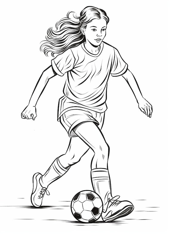 Empowering soccer coloring pages dynamic women and girls players ready for your creative touch