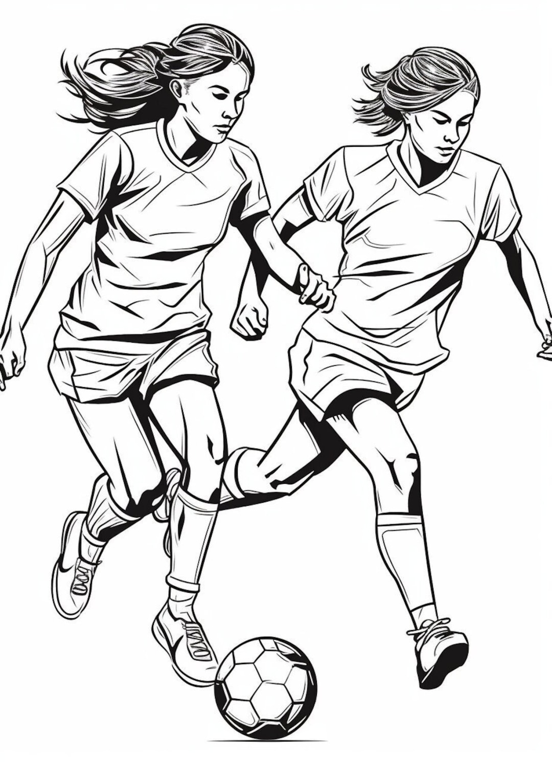 Empowering soccer coloring pages dynamic women and girls players ready for your creative touch