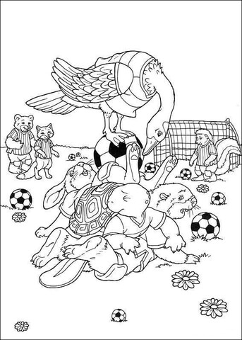Animals play soccer football coloring page free printable coloring pages