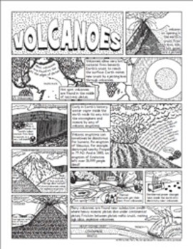 Volcanoes coloring page and crossword puzzle by color me scientifically