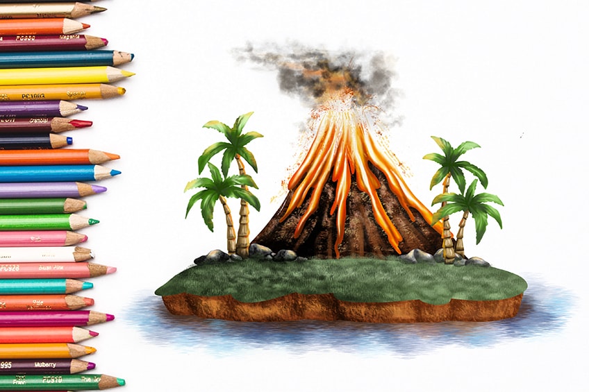 How to draw a volcano
