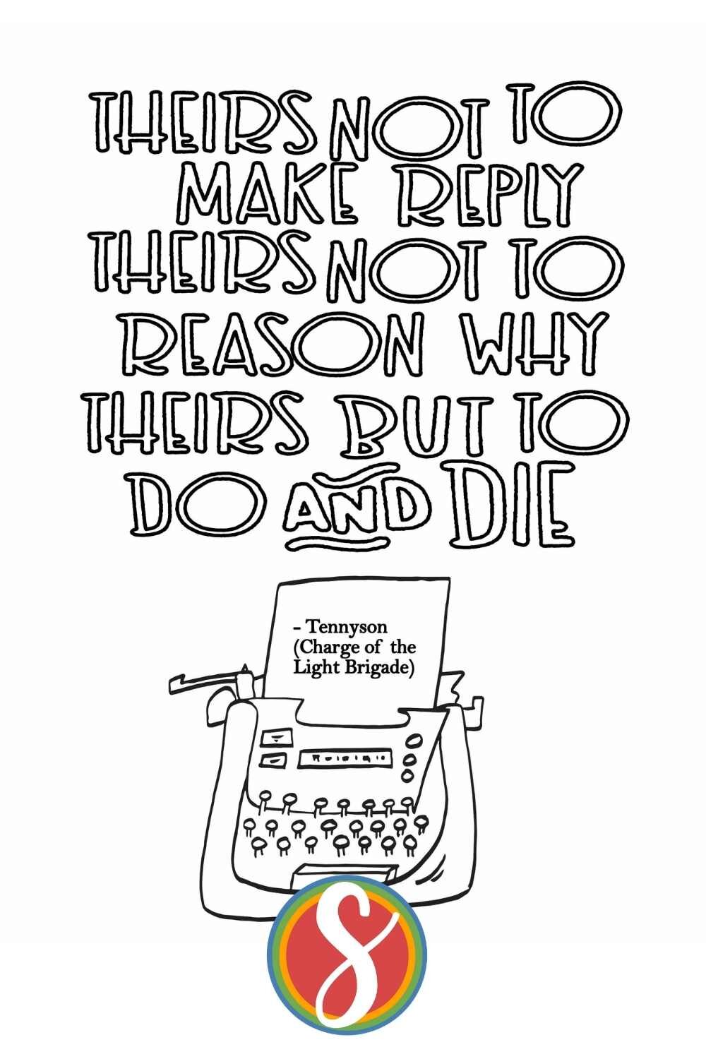 Charge of the light brigade quote coloring page â stevie doodles