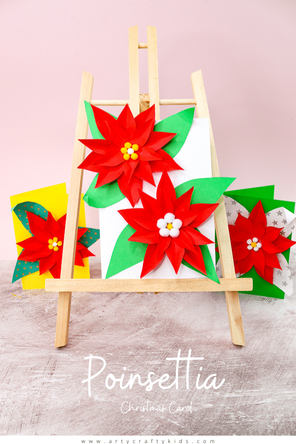 Easy poinsettia christmas card