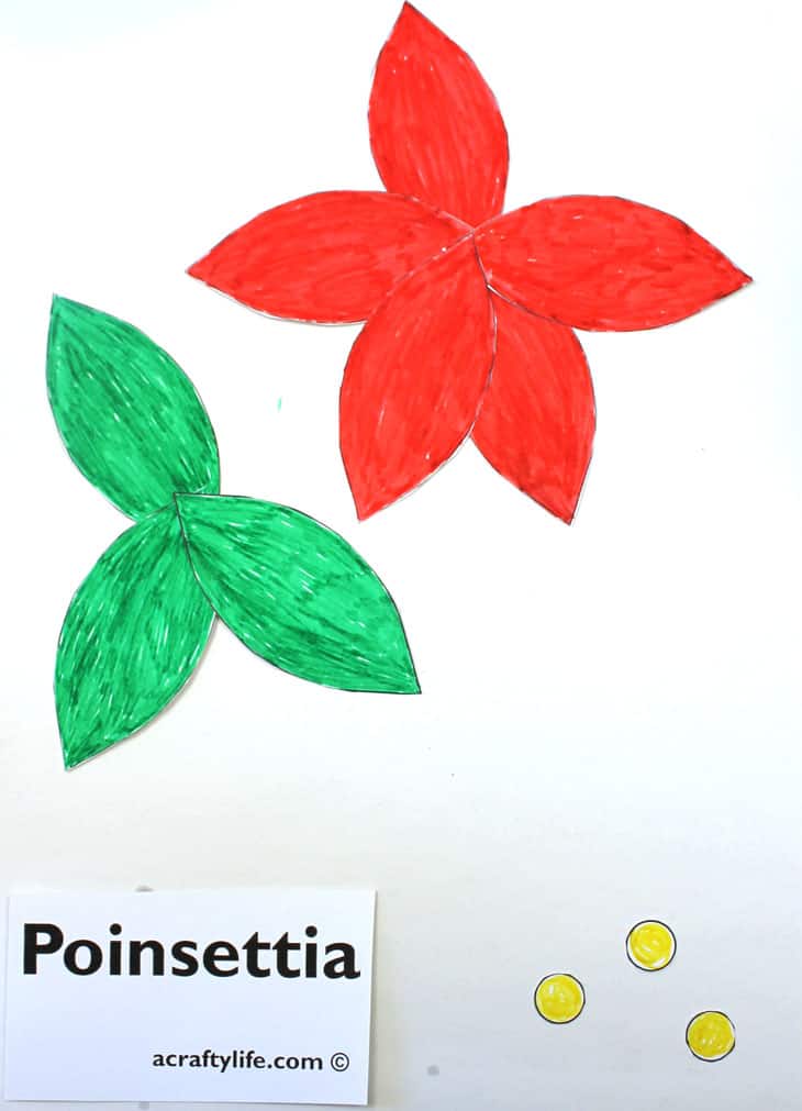 Easy printable poinsettia craft for kids template to make
