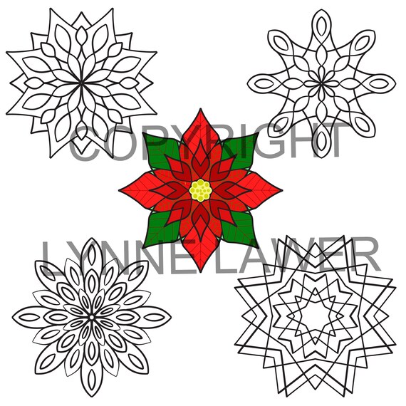 Poinsettia super simple mandala set easy colouring pages mandala printables