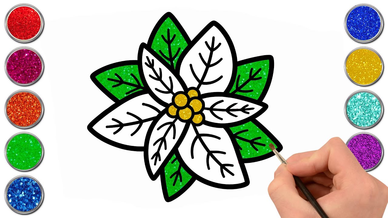 How to draw glitter poinsettia step by step poinsettia drawing