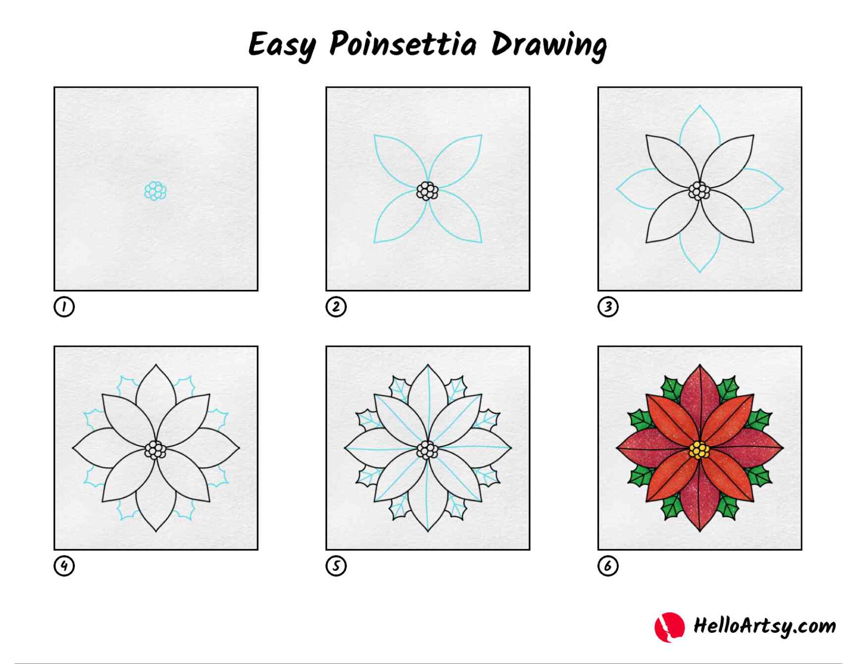 Easy poinsettia drawing