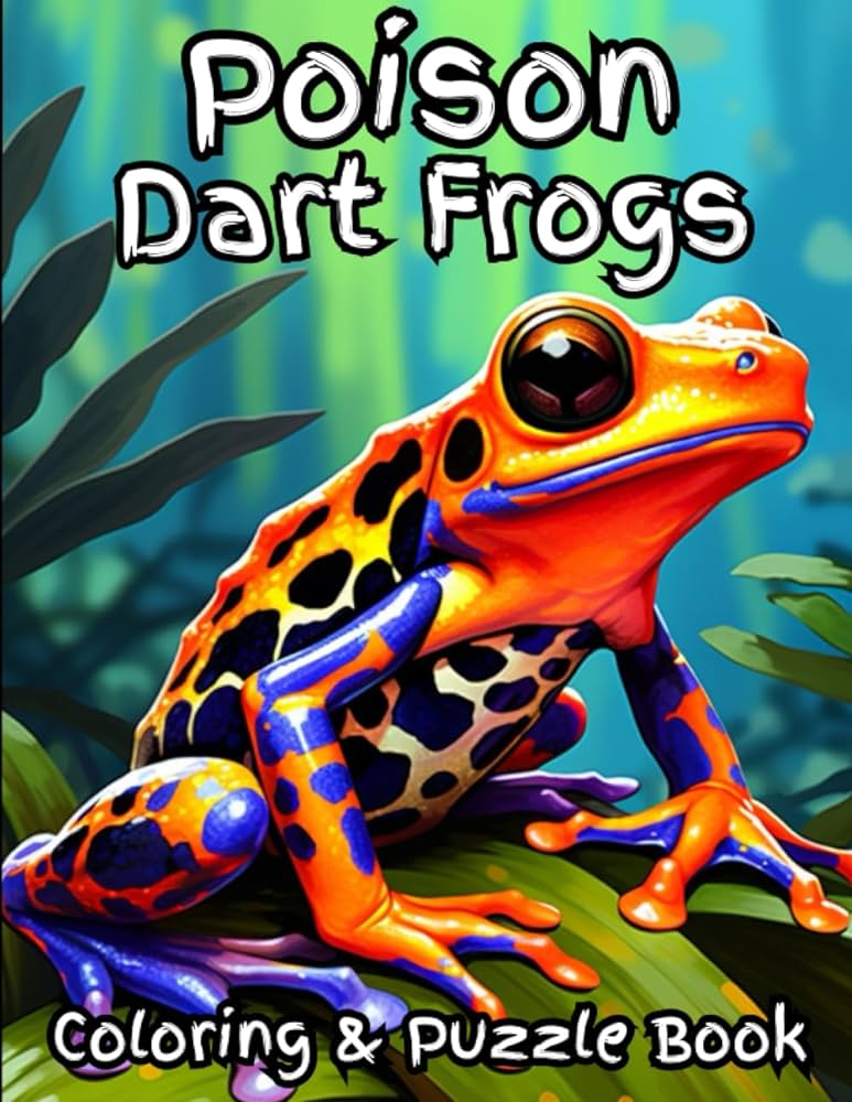Poison dart frogs coloring puzzle book activity book for kids gecko goofy books