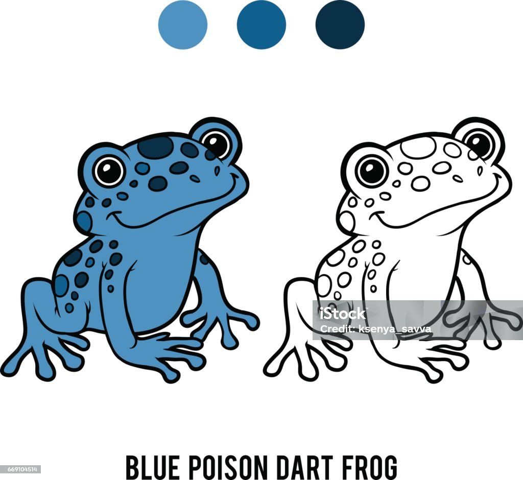 Coloring book blue poison dart frog stock illustration
