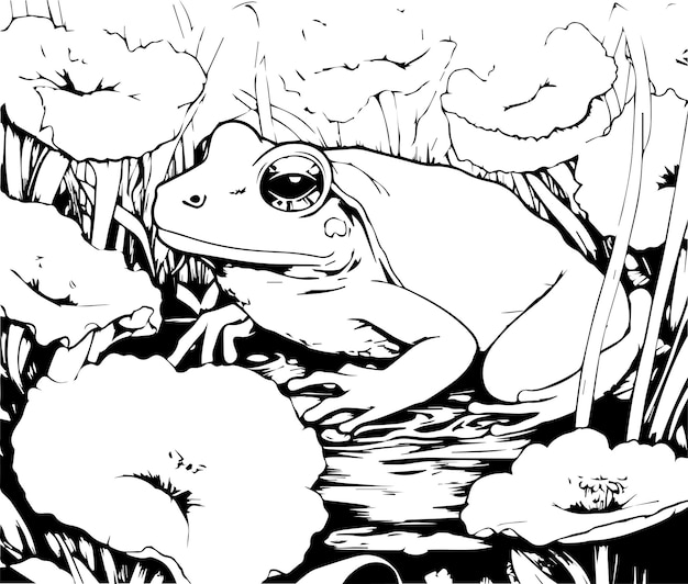 Premium vector frog coloring page