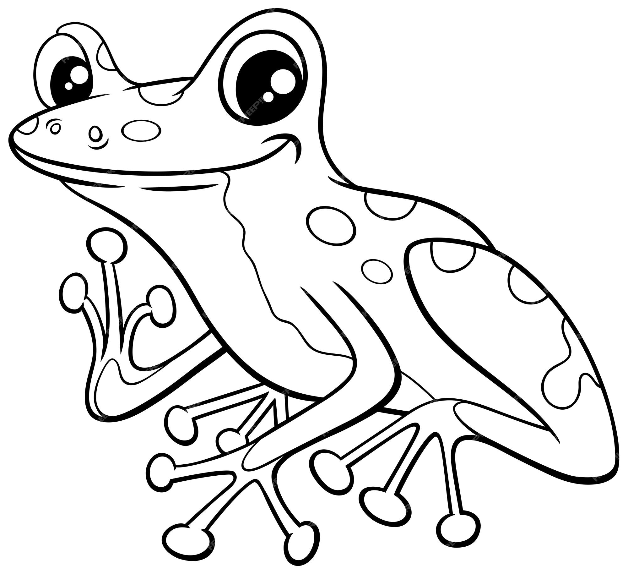 Premium vector poison dart frog animal character cartoon coloring page