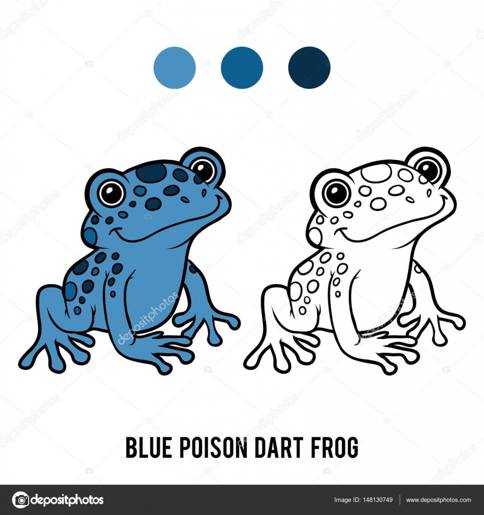 Coloring book blue poison dart frog stock vector by ksenyasavva