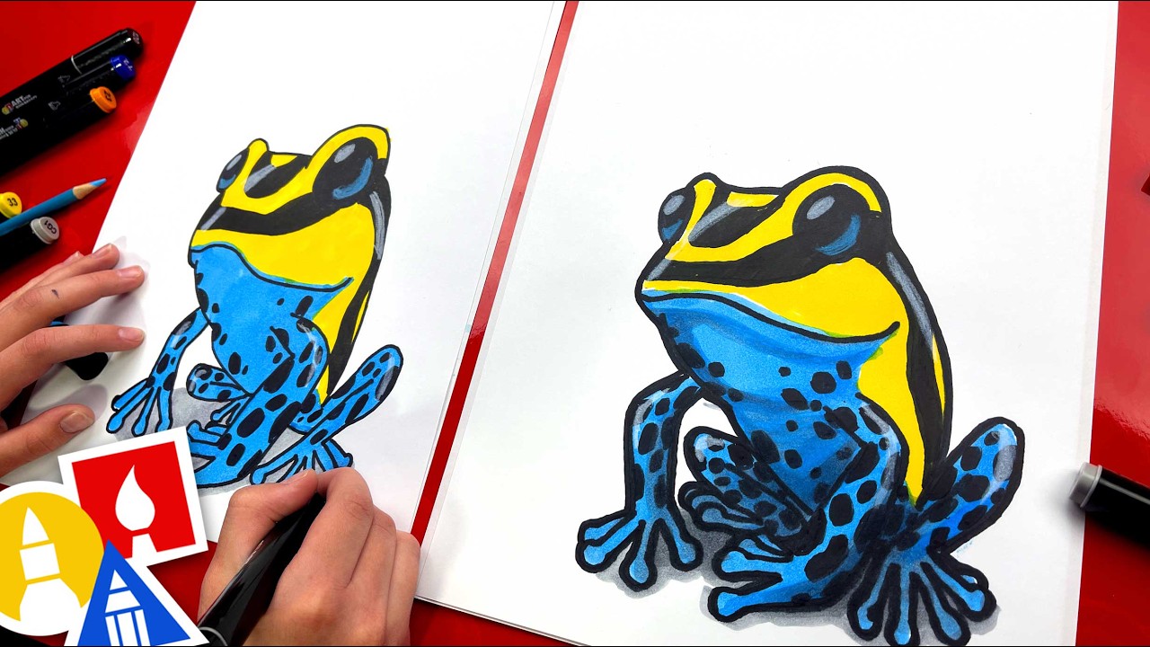 How to draw a poison dart frog step