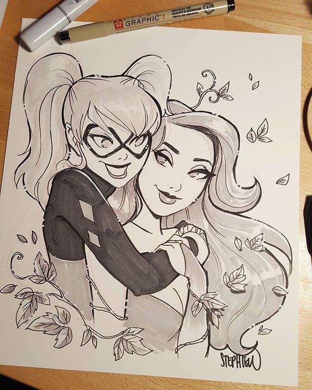 Fan art highlights harley quinn and poison ivy