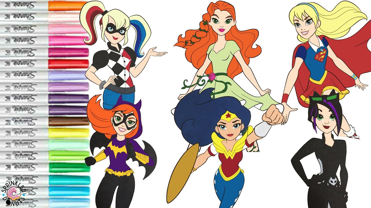 Dc super hero girls coloring book copilation poison ivy harley quinn supergirl wonderwoa batgirl