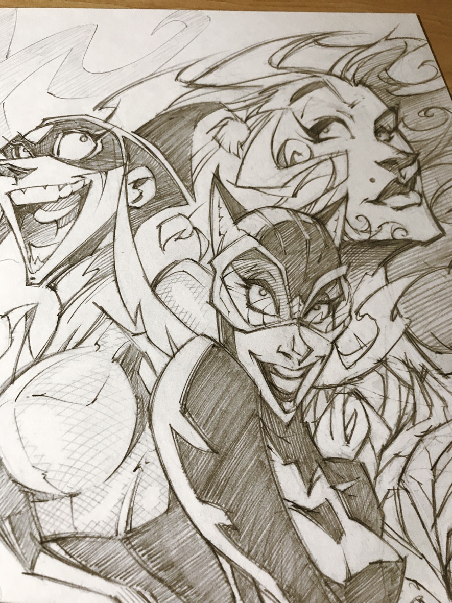 Original art harley quinn poison ivy catwoman pencils