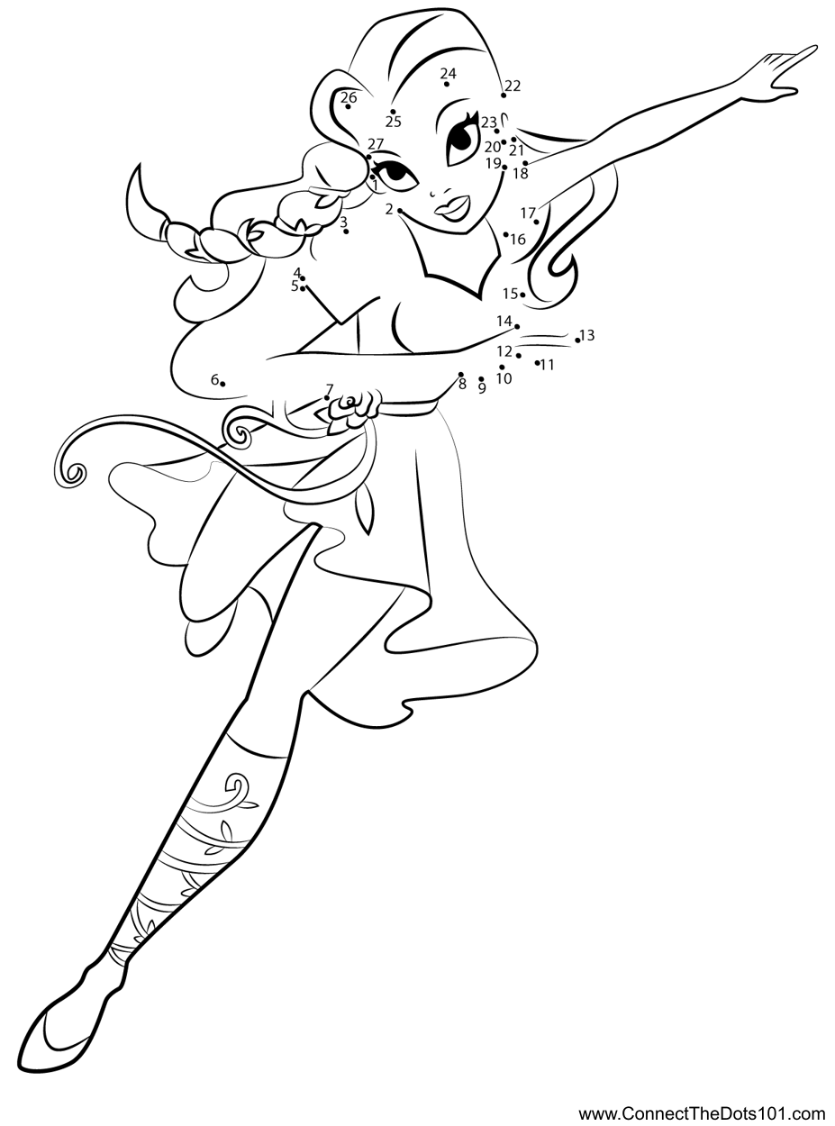 Poison ivy dc super hero girls dot to dot printable worksheet