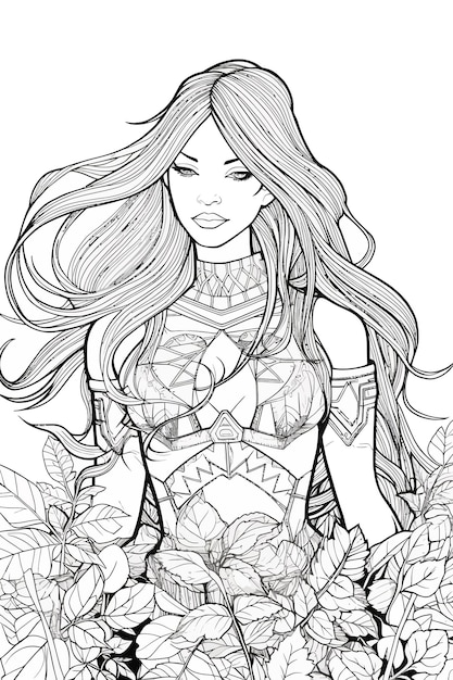 Page hand drawn beauty girl coloring page images