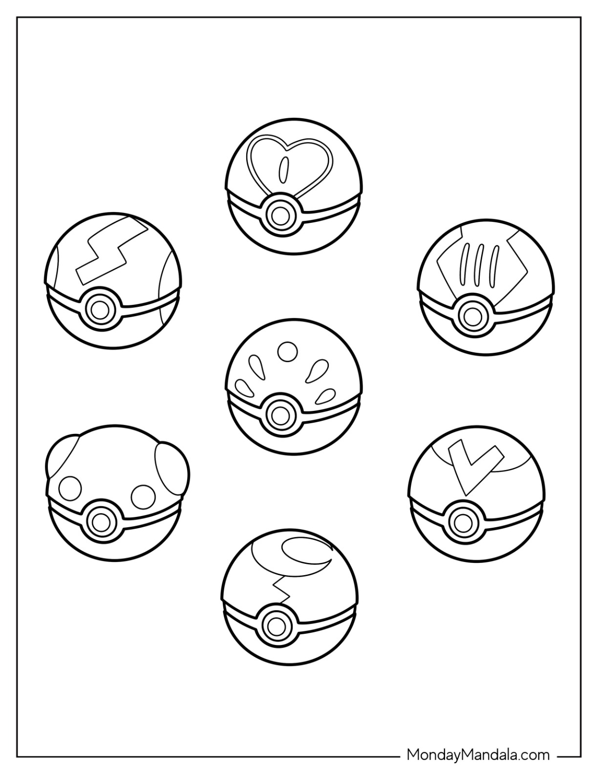 Pokãball coloring pages free pdf printables
