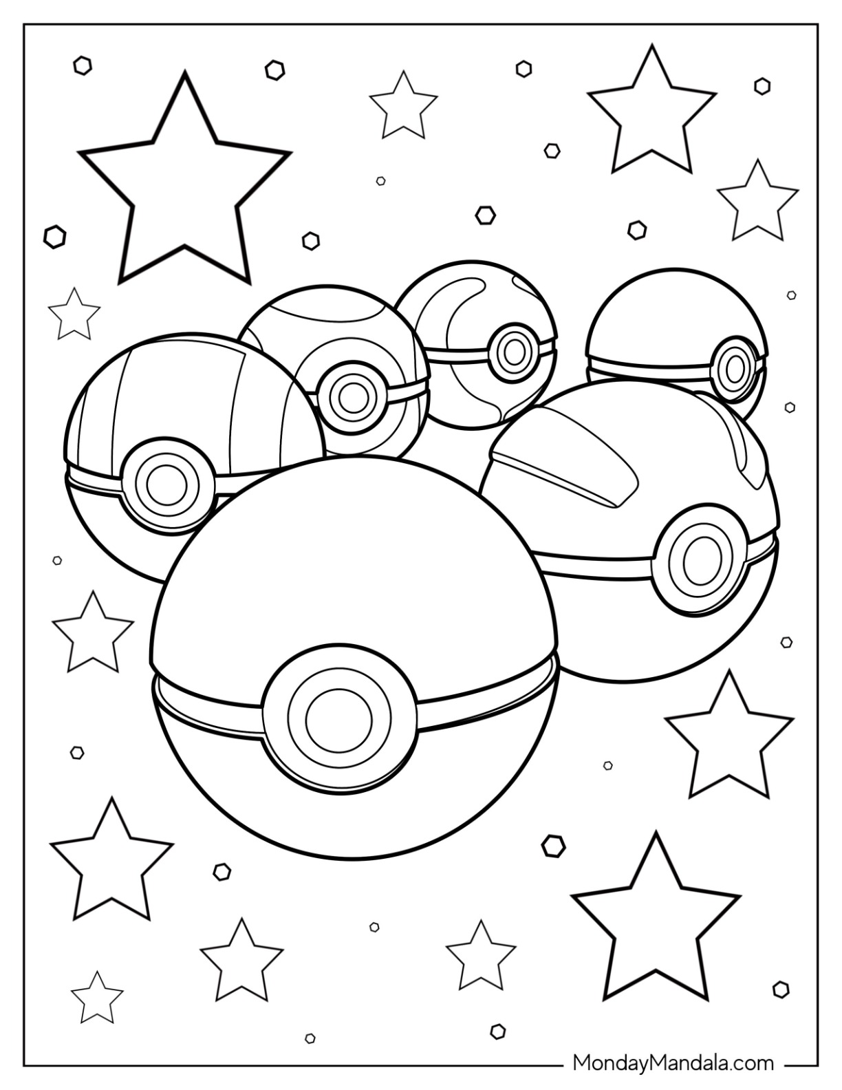 Pokãball coloring pages free pdf printables