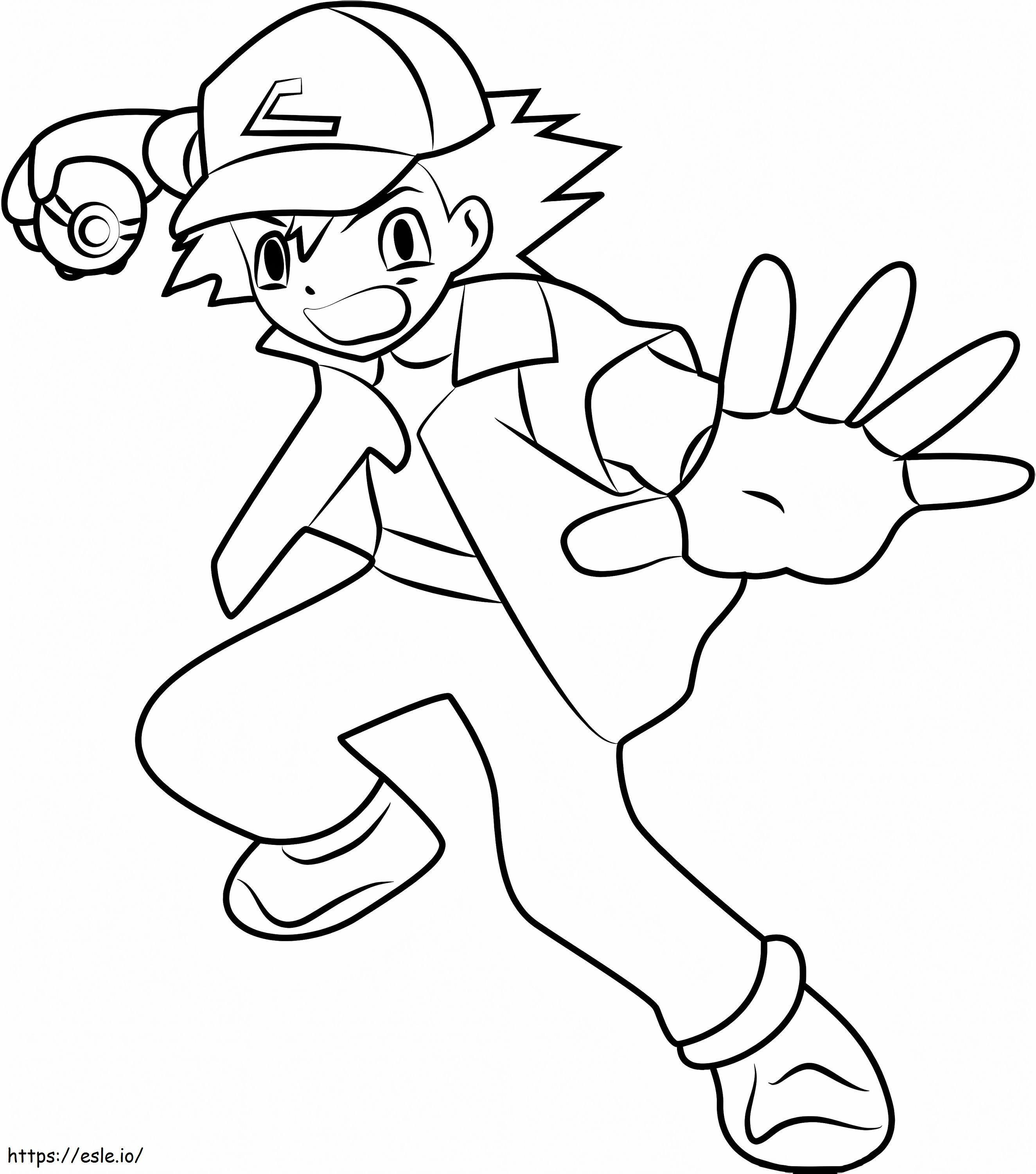Ash ketchum with pokeball coloring page