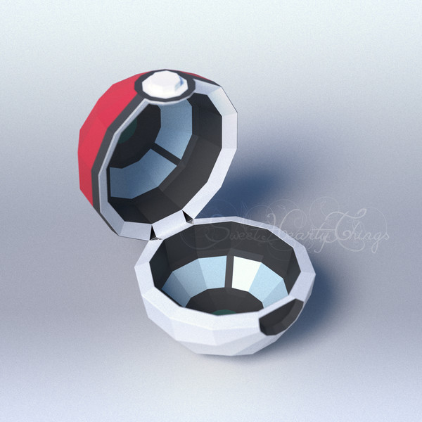 D papercraft pokeball pdf svg dxf studio templates
