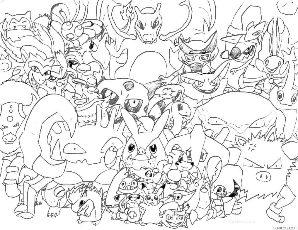 All pokemons drawing coloring page