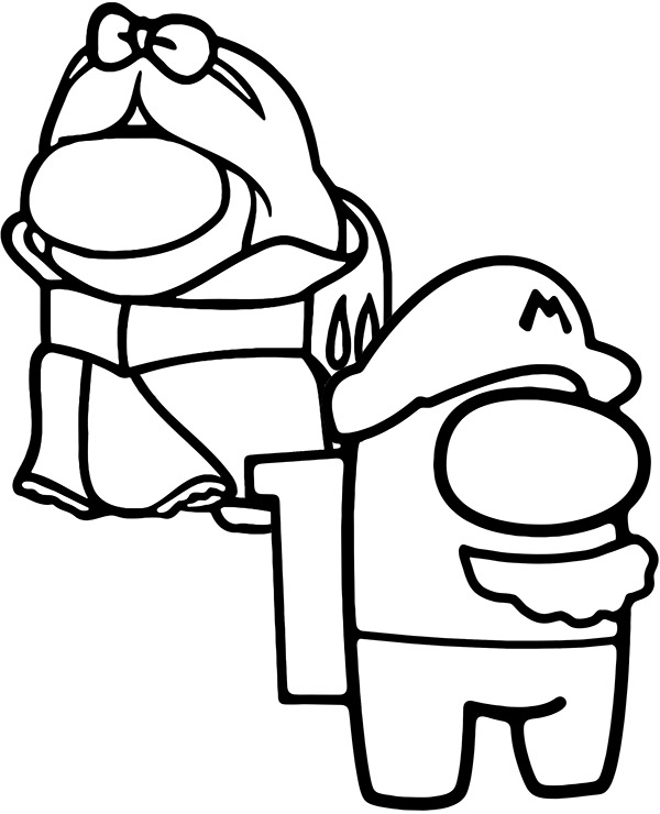 Among us coloring page mario mask