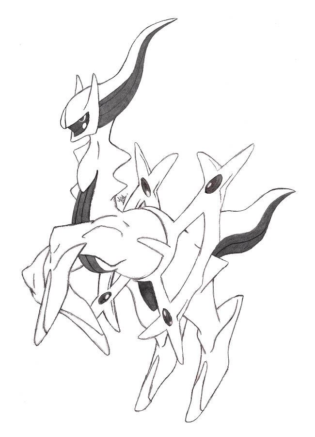 Arceus pokemon sketch by snowcyclonedragon on