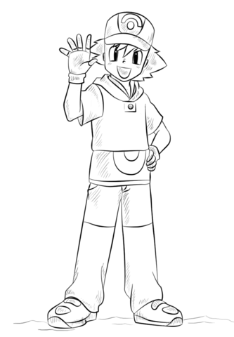 Ash ketchum coloring page free printable coloring pages