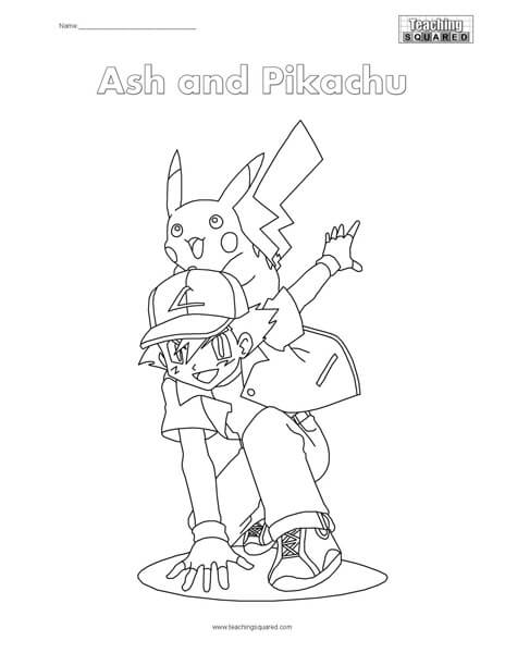 Ash and pikachu coloring page