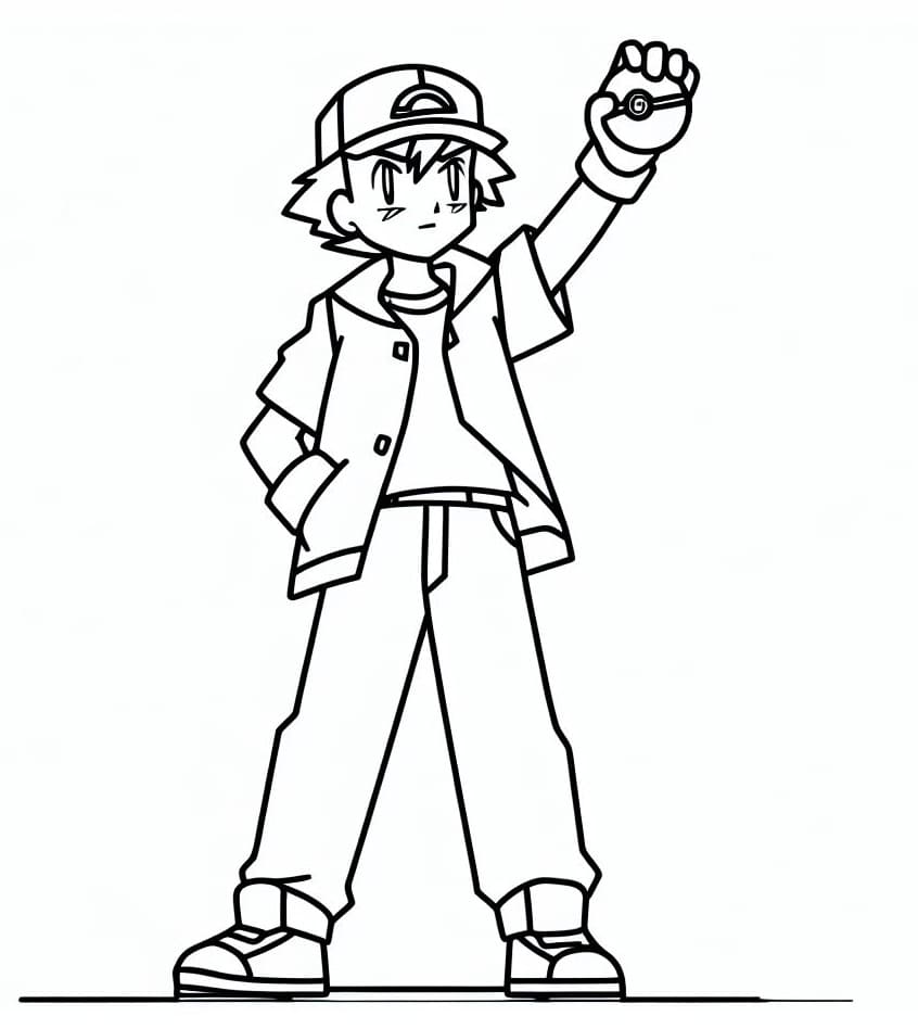 Amazing ash ketchum coloring page
