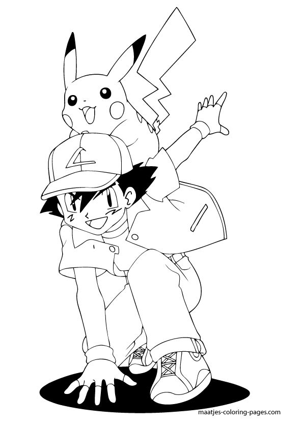 Ash ketchum and pikachu coloring page