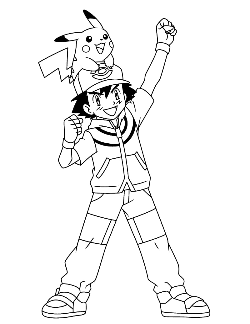 Printable ash ketchum coloring pages