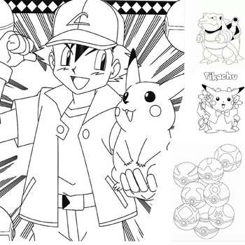 Pokemon coloring pages book for children by kamal lehrabbat tpt