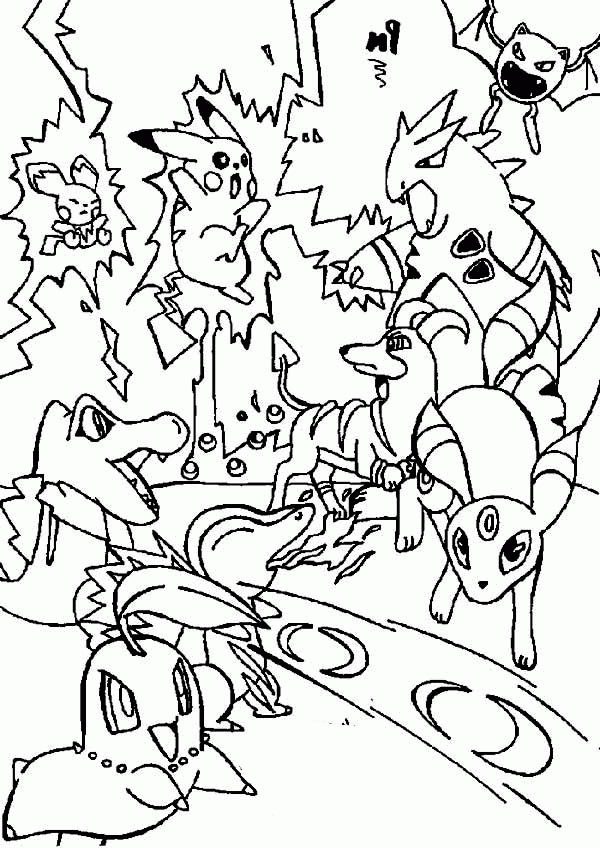 Pokemon battle coloring pages