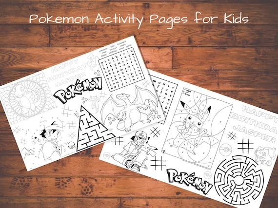 Pokemon activity pages pokemon activity pokemon coloring pages pokemon party favors pokemon activity placemat pokemon birthday party