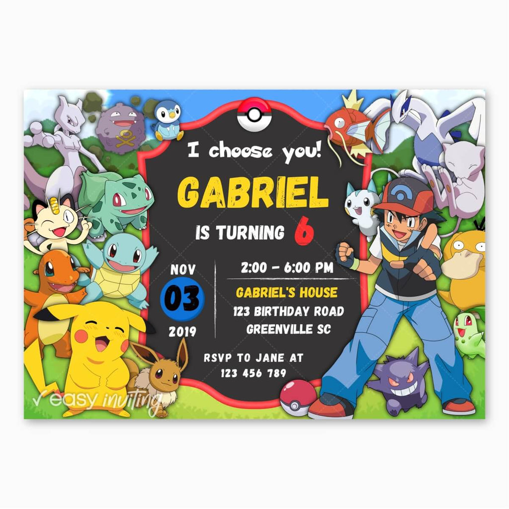 Pokemon birthday invitation â easy inviting