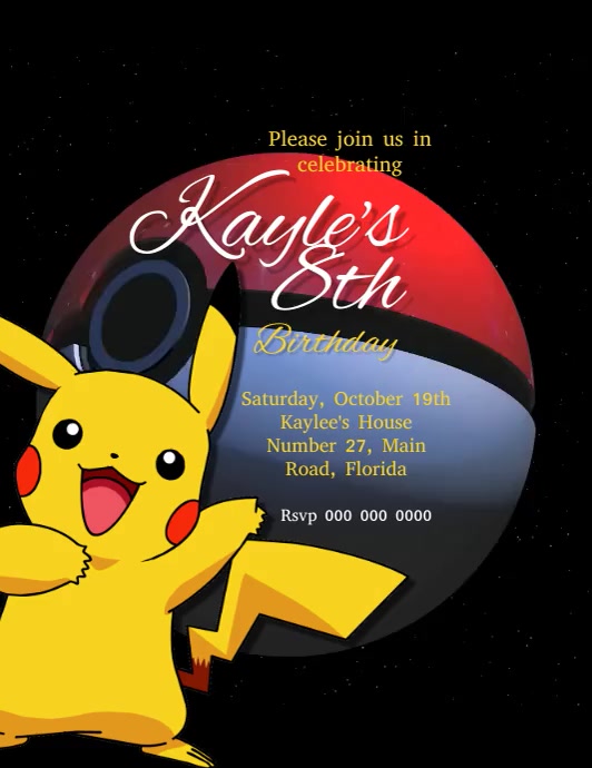 Pokemon birthday party invitation template