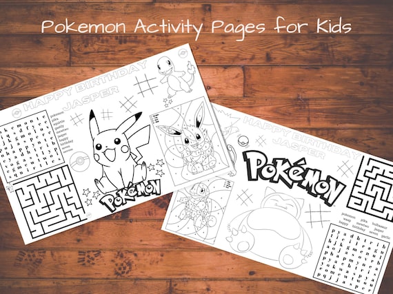 Pokemon activity pages pokemon activity pokemon coloring pages pokemon party favors pokemon activity placemat pokemon birthday