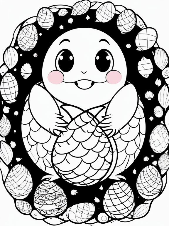 A cute baby dragon hatching from it
