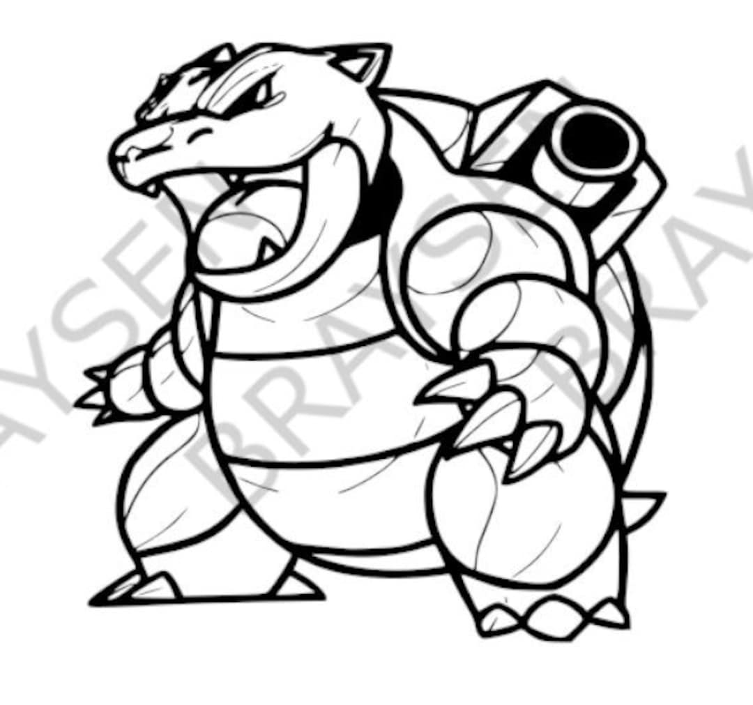 Blastoise outline svg png instant download