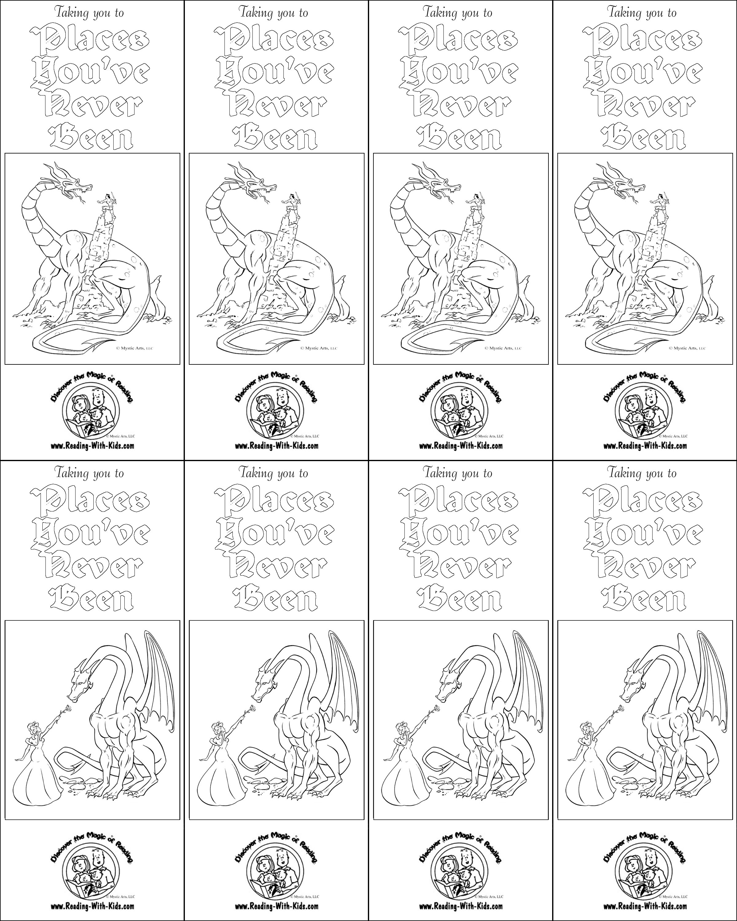 Fantasy and dragon coloring pages