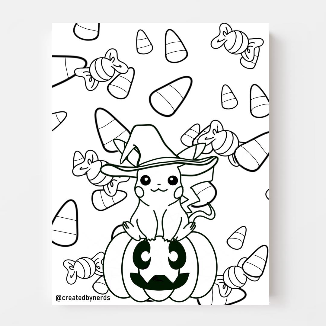 Cbn nerd fandom geek downloadable witchy electric mouse coloring page â created by nerds