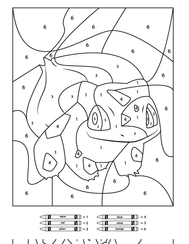 Pokemon color by number malvorlagen