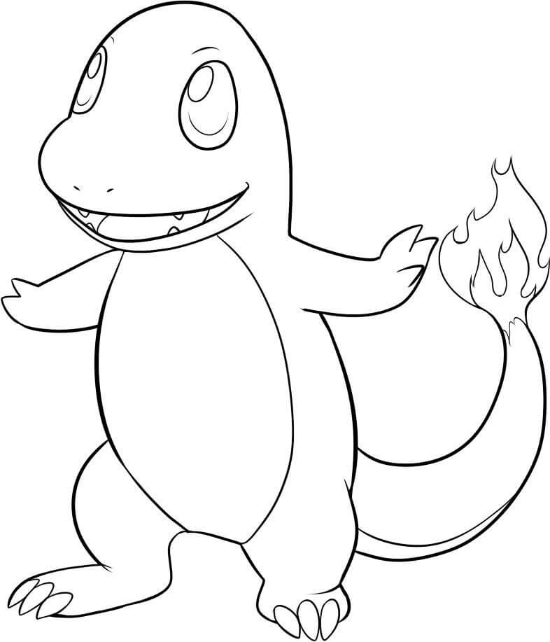Happy charmander coloring page