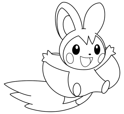 Emolga pokemon coloring page free printable coloring pages