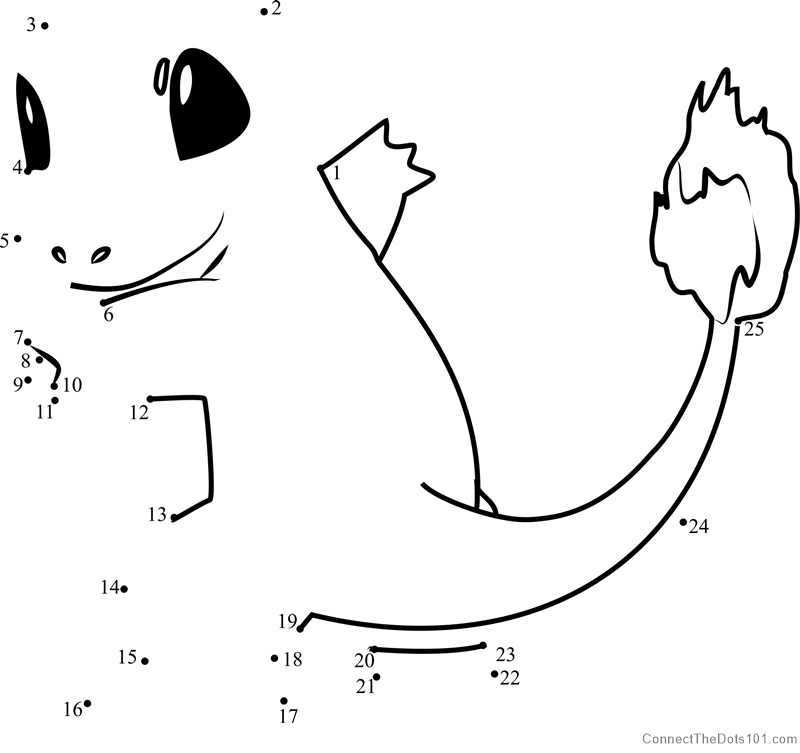 Pokemon charmander dot to dot printable worksheet