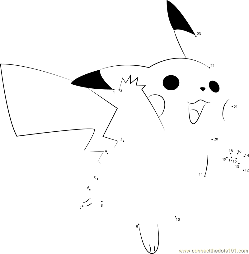 Download or prt pikachu flyg dot to dot prtable worksheet from cartoonspikachu connect the dots category pokemon craft pokemon colorg pages dots